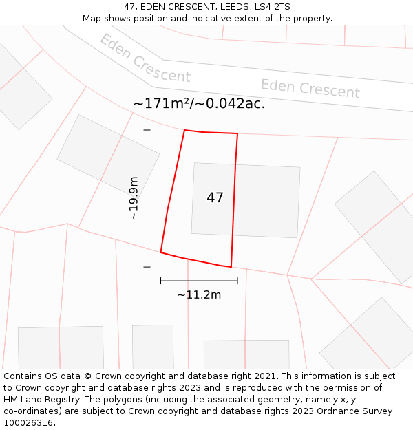 47, EDEN CRESCENT, LEEDS, LS4 2TS: Plot and title map
