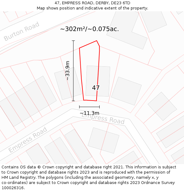 47, EMPRESS ROAD, DERBY, DE23 6TD: Plot and title map