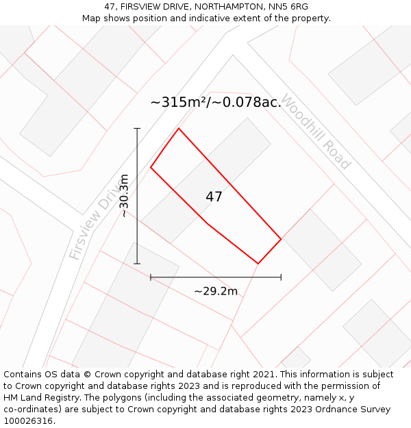 47, FIRSVIEW DRIVE, NORTHAMPTON, NN5 6RG: Plot and title map