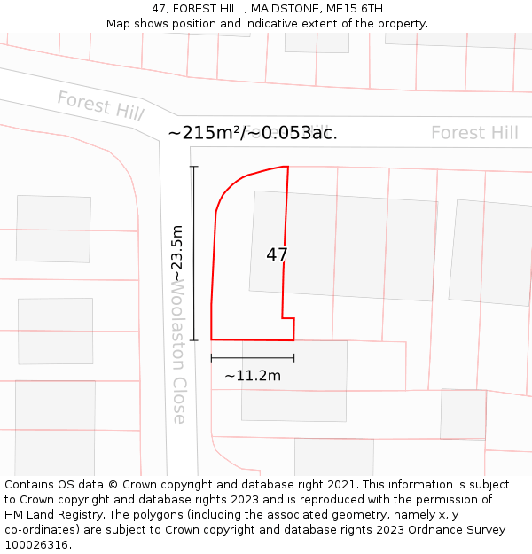 47, FOREST HILL, MAIDSTONE, ME15 6TH: Plot and title map