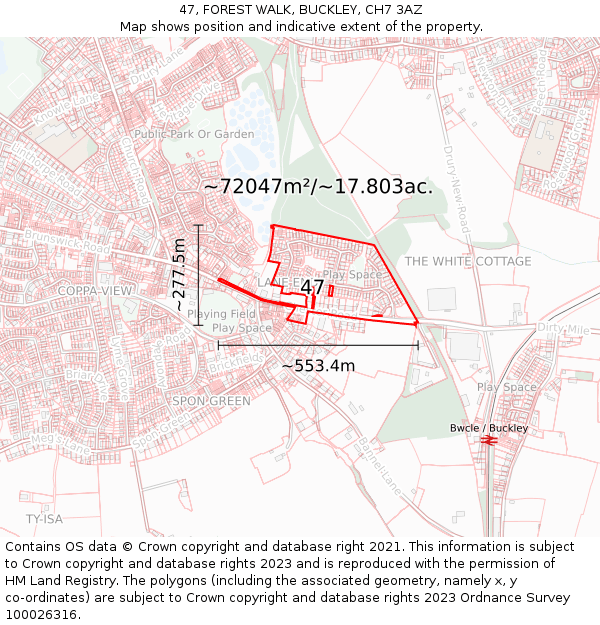 47, FOREST WALK, BUCKLEY, CH7 3AZ: Plot and title map