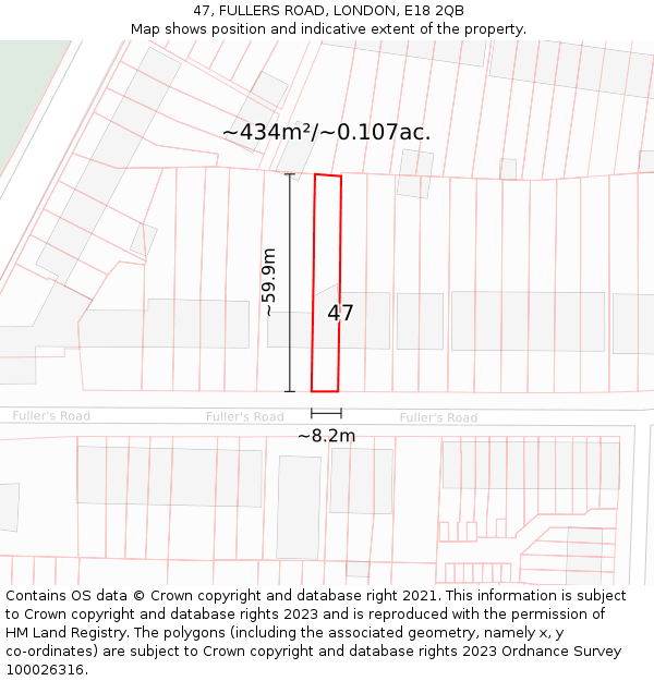 47, FULLERS ROAD, LONDON, E18 2QB: Plot and title map