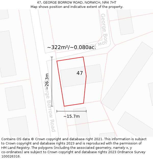47, GEORGE BORROW ROAD, NORWICH, NR4 7HT: Plot and title map