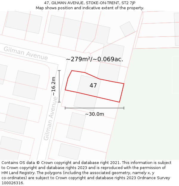 47, GILMAN AVENUE, STOKE-ON-TRENT, ST2 7JP: Plot and title map