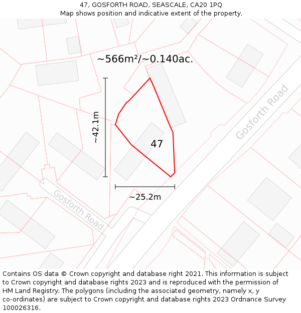 47, GOSFORTH ROAD, SEASCALE, CA20 1PQ: Plot and title map