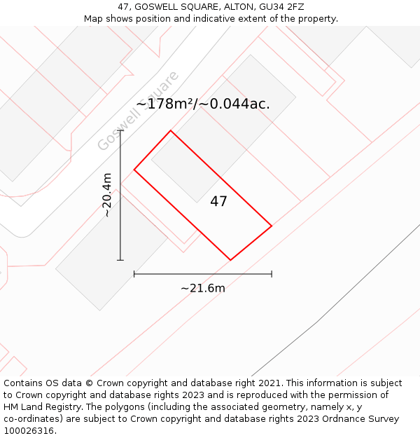 47, GOSWELL SQUARE, ALTON, GU34 2FZ: Plot and title map