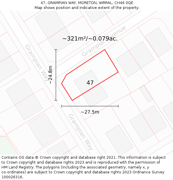 47, GRAMPIAN WAY, MORETON, WIRRAL, CH46 0QE: Plot and title map