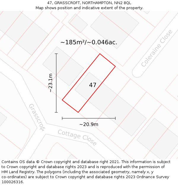 47, GRASSCROFT, NORTHAMPTON, NN2 8QL: Plot and title map