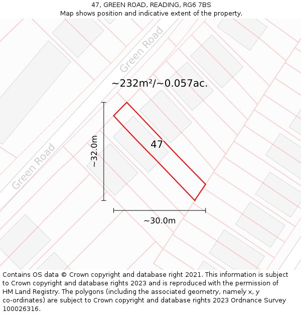 47, GREEN ROAD, READING, RG6 7BS: Plot and title map