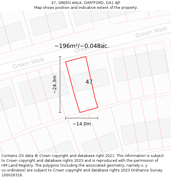 47, GREEN WALK, DARTFORD, DA1 4JP: Plot and title map