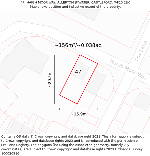 47, HAIGH MOOR WAY, ALLERTON BYWATER, CASTLEFORD, WF10 2EX: Plot and title map