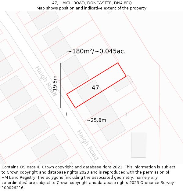 47, HAIGH ROAD, DONCASTER, DN4 8EQ: Plot and title map