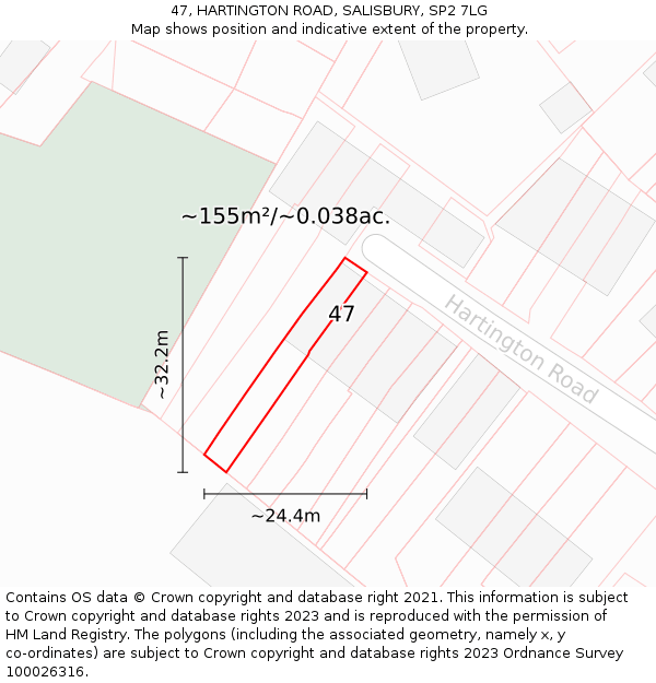 47, HARTINGTON ROAD, SALISBURY, SP2 7LG: Plot and title map