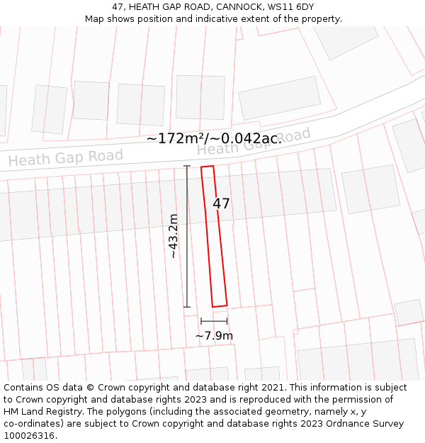 47, HEATH GAP ROAD, CANNOCK, WS11 6DY: Plot and title map