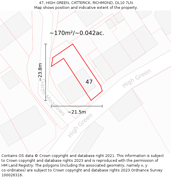 47, HIGH GREEN, CATTERICK, RICHMOND, DL10 7LN: Plot and title map