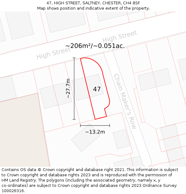 47, HIGH STREET, SALTNEY, CHESTER, CH4 8SF: Plot and title map
