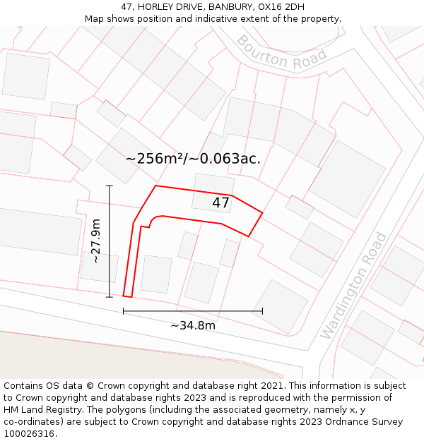 47, HORLEY DRIVE, BANBURY, OX16 2DH: Plot and title map