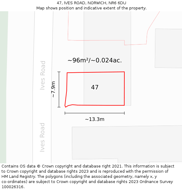 47, IVES ROAD, NORWICH, NR6 6DU: Plot and title map