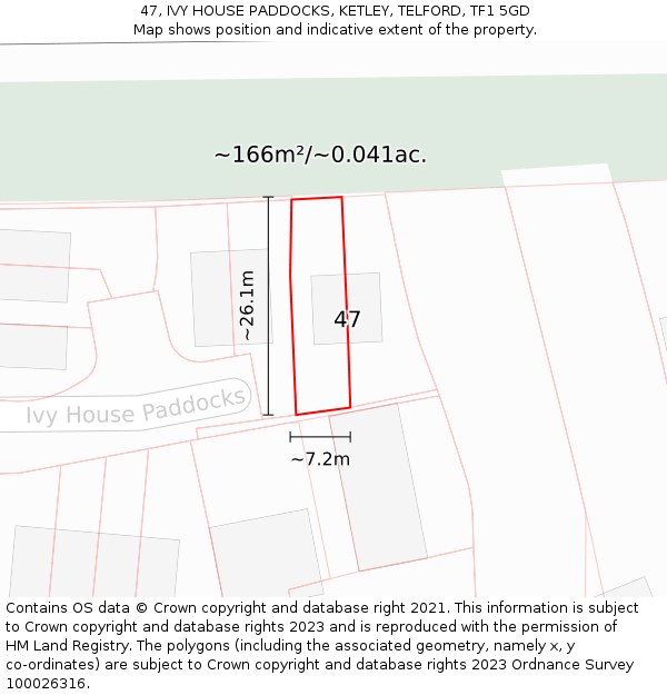 47, IVY HOUSE PADDOCKS, KETLEY, TELFORD, TF1 5GD: Plot and title map