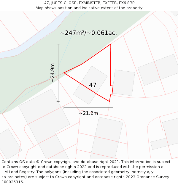 47, JUPES CLOSE, EXMINSTER, EXETER, EX6 8BP: Plot and title map