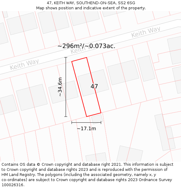 47, KEITH WAY, SOUTHEND-ON-SEA, SS2 6SG: Plot and title map