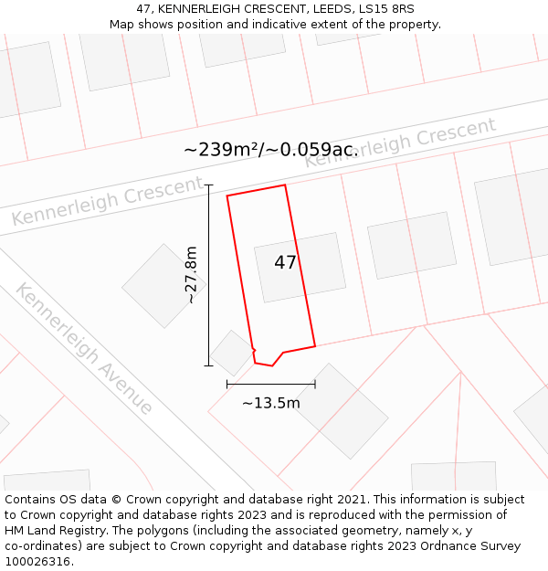 47, KENNERLEIGH CRESCENT, LEEDS, LS15 8RS: Plot and title map