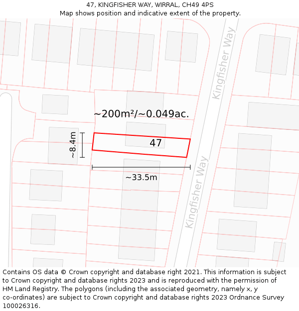 47, KINGFISHER WAY, WIRRAL, CH49 4PS: Plot and title map