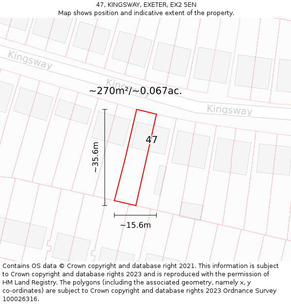 47, KINGSWAY, EXETER, EX2 5EN: Plot and title map