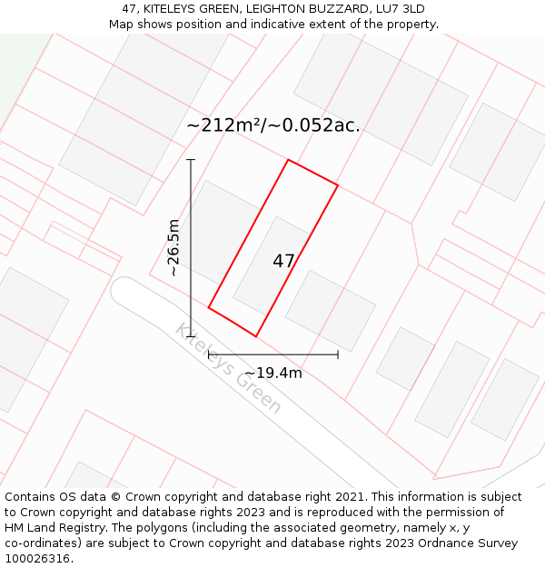 47, KITELEYS GREEN, LEIGHTON BUZZARD, LU7 3LD: Plot and title map
