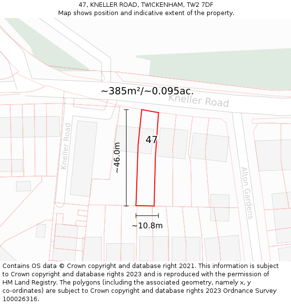 47, KNELLER ROAD, TWICKENHAM, TW2 7DF: Plot and title map