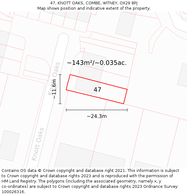 47, KNOTT OAKS, COMBE, WITNEY, OX29 8PJ: Plot and title map
