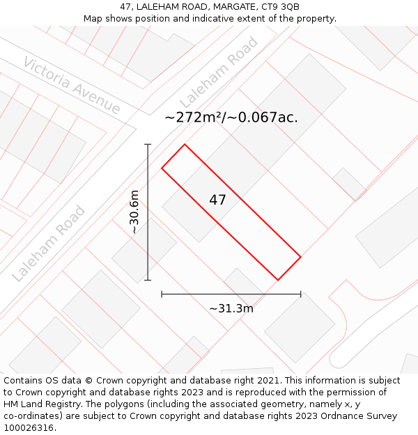47, LALEHAM ROAD, MARGATE, CT9 3QB: Plot and title map