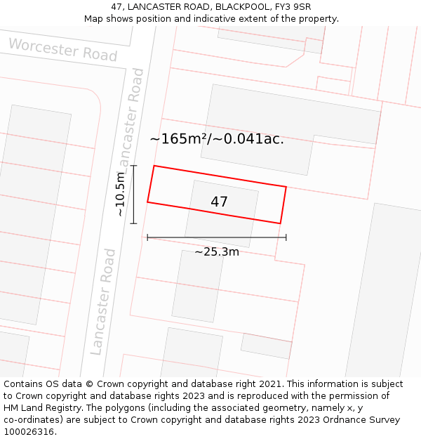 47, LANCASTER ROAD, BLACKPOOL, FY3 9SR: Plot and title map