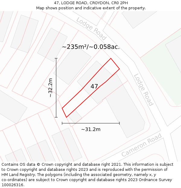 47, LODGE ROAD, CROYDON, CR0 2PH: Plot and title map