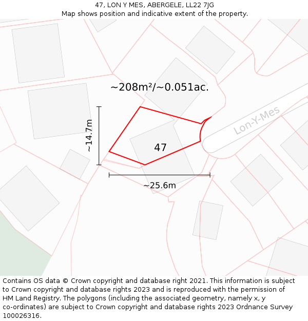 47, LON Y MES, ABERGELE, LL22 7JG: Plot and title map