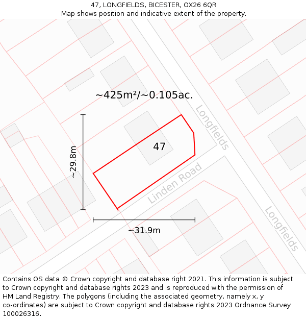 47, LONGFIELDS, BICESTER, OX26 6QR: Plot and title map