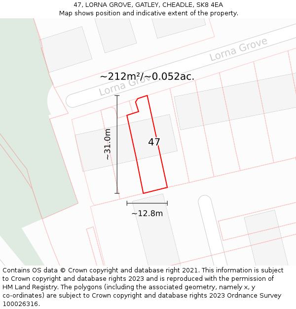 47, LORNA GROVE, GATLEY, CHEADLE, SK8 4EA: Plot and title map