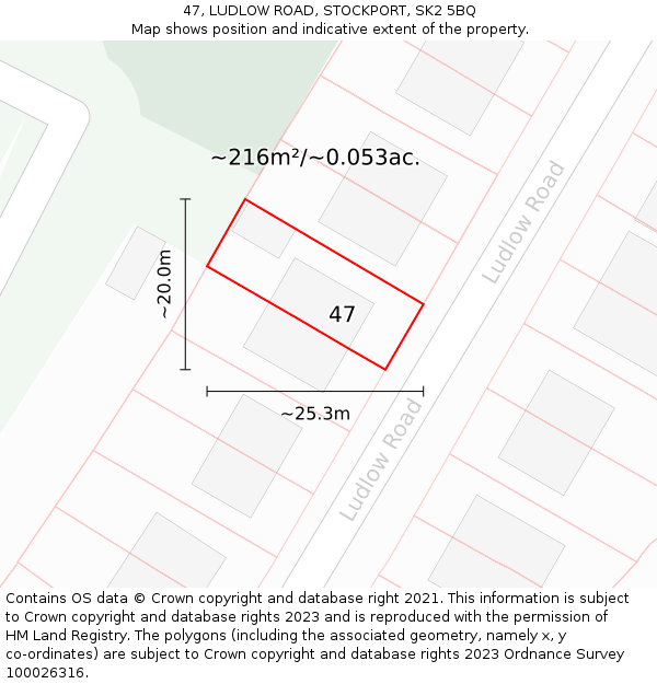 47, LUDLOW ROAD, STOCKPORT, SK2 5BQ: Plot and title map