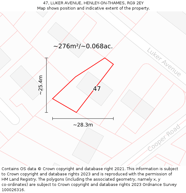 47, LUKER AVENUE, HENLEY-ON-THAMES, RG9 2EY: Plot and title map