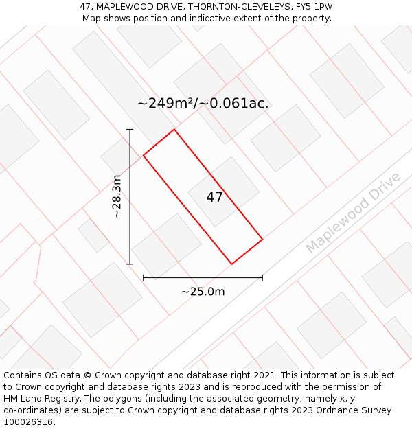 47, MAPLEWOOD DRIVE, THORNTON-CLEVELEYS, FY5 1PW: Plot and title map