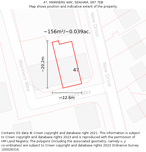 47, MARINERS WAY, SEAHAM, SR7 7EB: Plot and title map