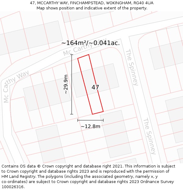 47, MCCARTHY WAY, FINCHAMPSTEAD, WOKINGHAM, RG40 4UA: Plot and title map