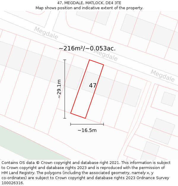 47, MEGDALE, MATLOCK, DE4 3TE: Plot and title map