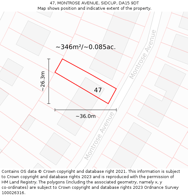 47, MONTROSE AVENUE, SIDCUP, DA15 9DT: Plot and title map