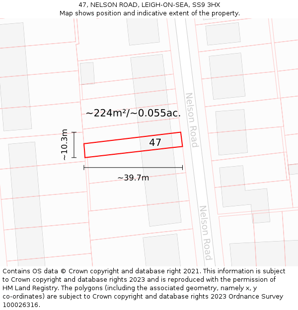47, NELSON ROAD, LEIGH-ON-SEA, SS9 3HX: Plot and title map