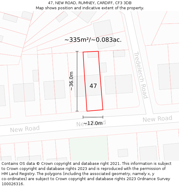 47, NEW ROAD, RUMNEY, CARDIFF, CF3 3DB: Plot and title map