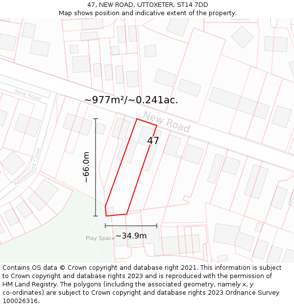 47, NEW ROAD, UTTOXETER, ST14 7DD: Plot and title map