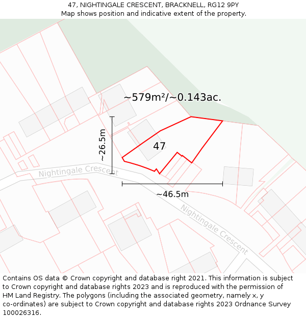 47, NIGHTINGALE CRESCENT, BRACKNELL, RG12 9PY: Plot and title map
