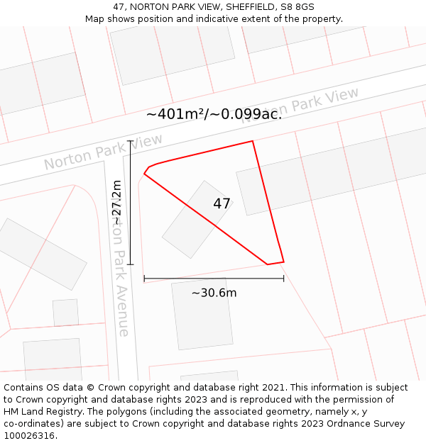 47, NORTON PARK VIEW, SHEFFIELD, S8 8GS: Plot and title map
