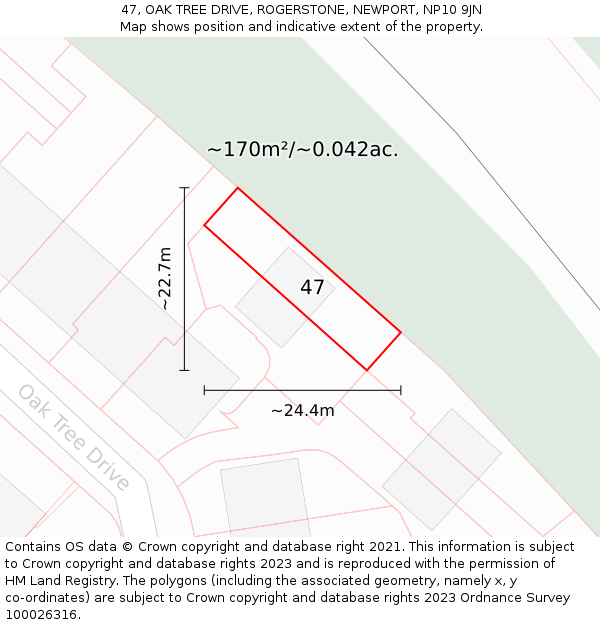47, OAK TREE DRIVE, ROGERSTONE, NEWPORT, NP10 9JN: Plot and title map